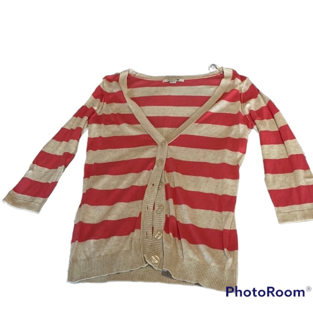 Beige & pink button up forever 21 cardigan